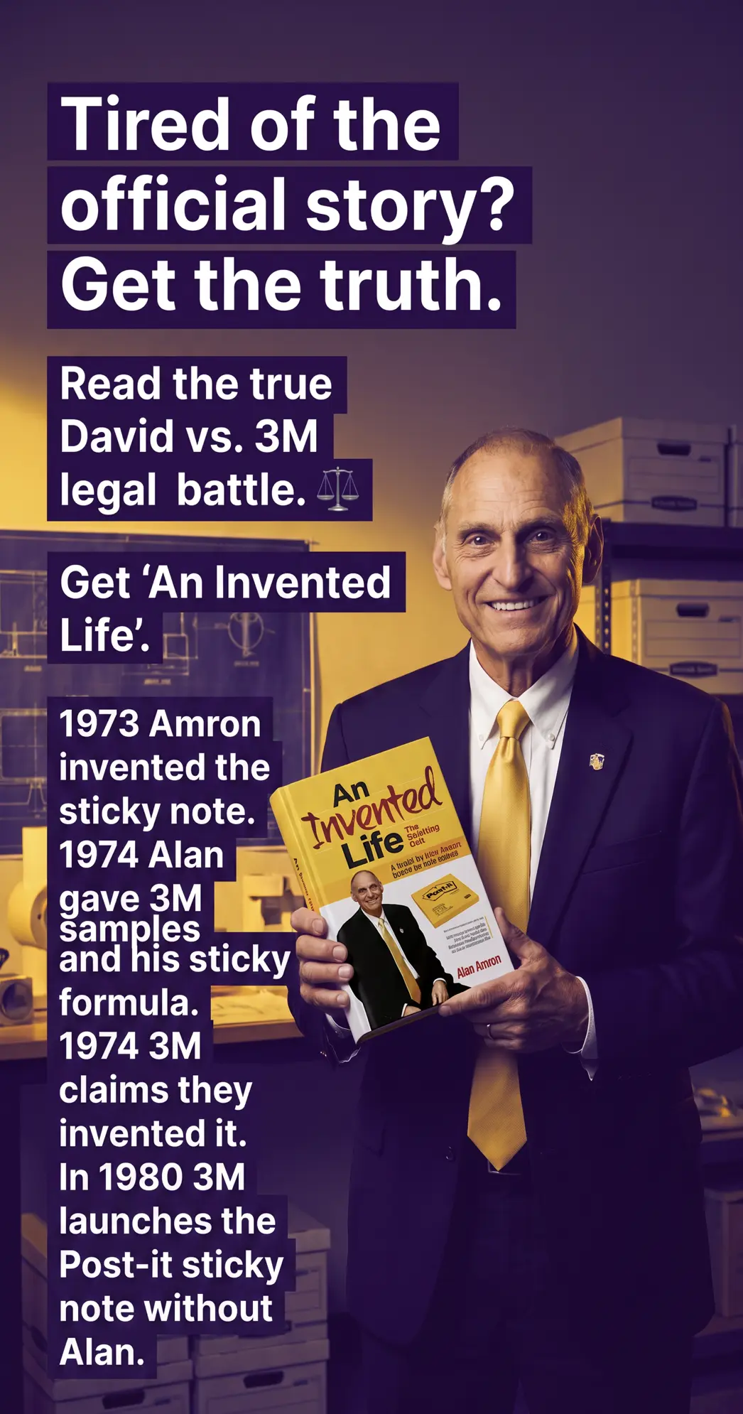 Alan Amron with his book An Invented Life: The Smoking Gun