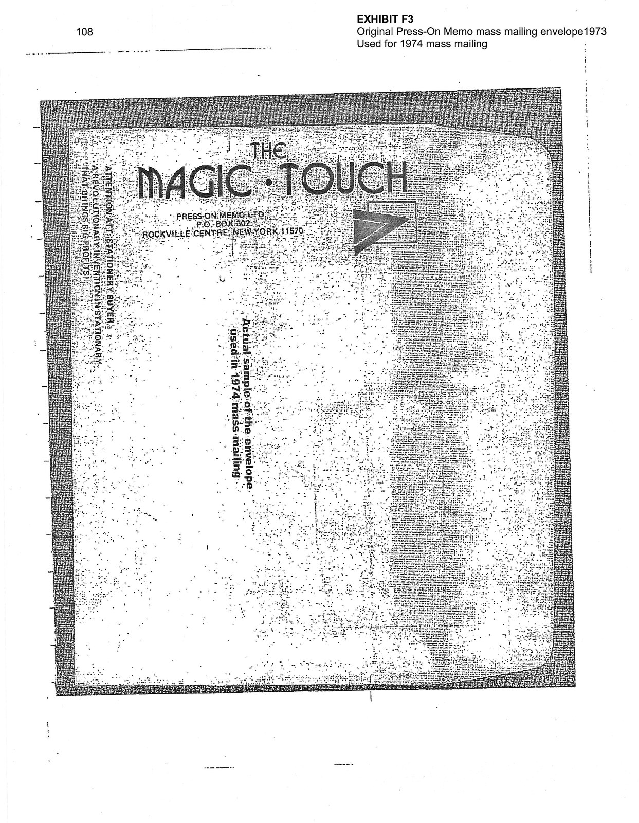 Press-On Memo mass mailing envelope, 1974